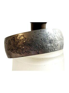 Kirk Stieff Pewter Floral Cuff Bracelet Chrysanthemum 900-11 Designer Signed